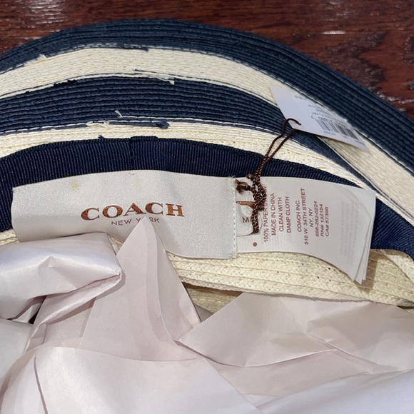 NWT Coach Natural/Navy Stripe City Floppy Hat - Picture 5 of 6